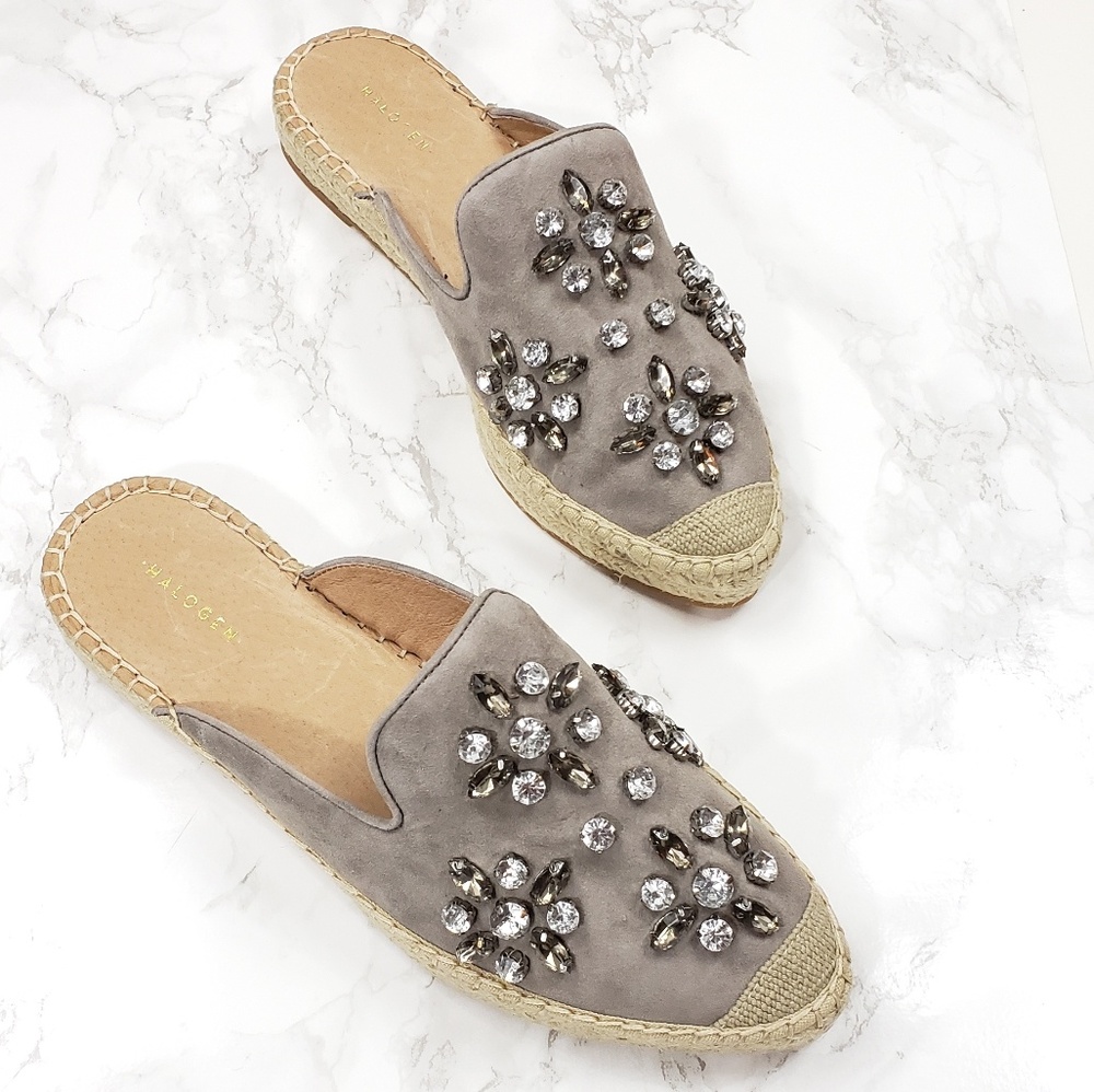 Halogen Espadrille Suede Crystal Embellished Mule - Picture 2 of 5